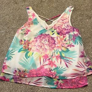 tank top, colorful, crosses in the back